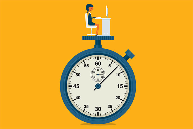 Time management diagram with clock
